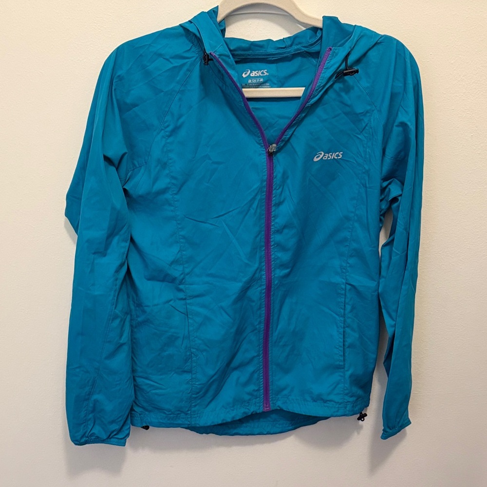 Asics Teal Hooded Jacket with Purple Accents